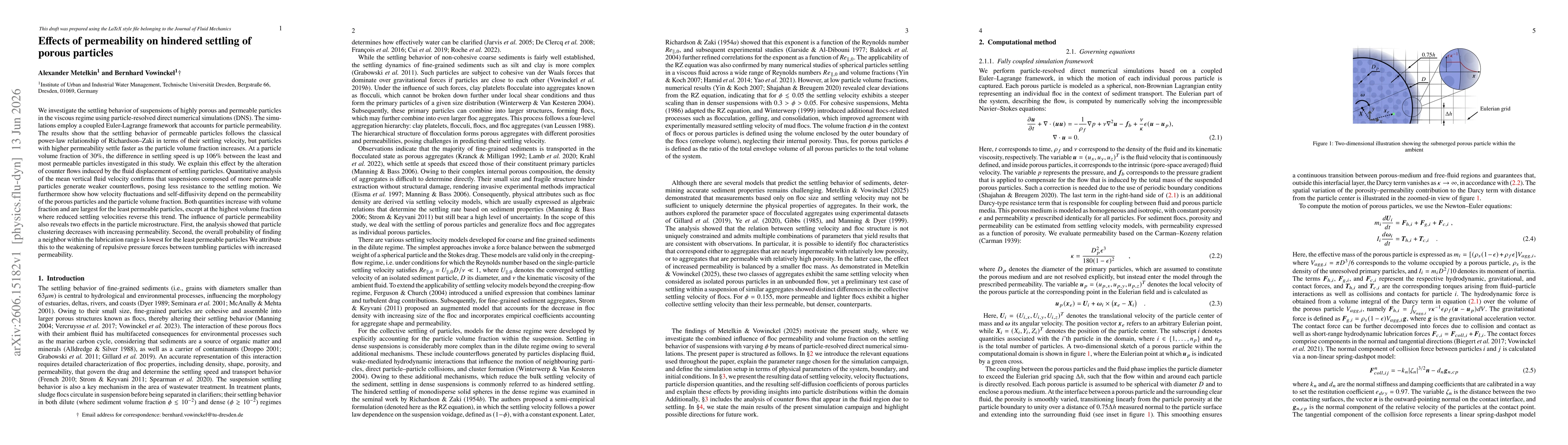 Thumbnail for Effects of permeability on hindered settling of porous particles