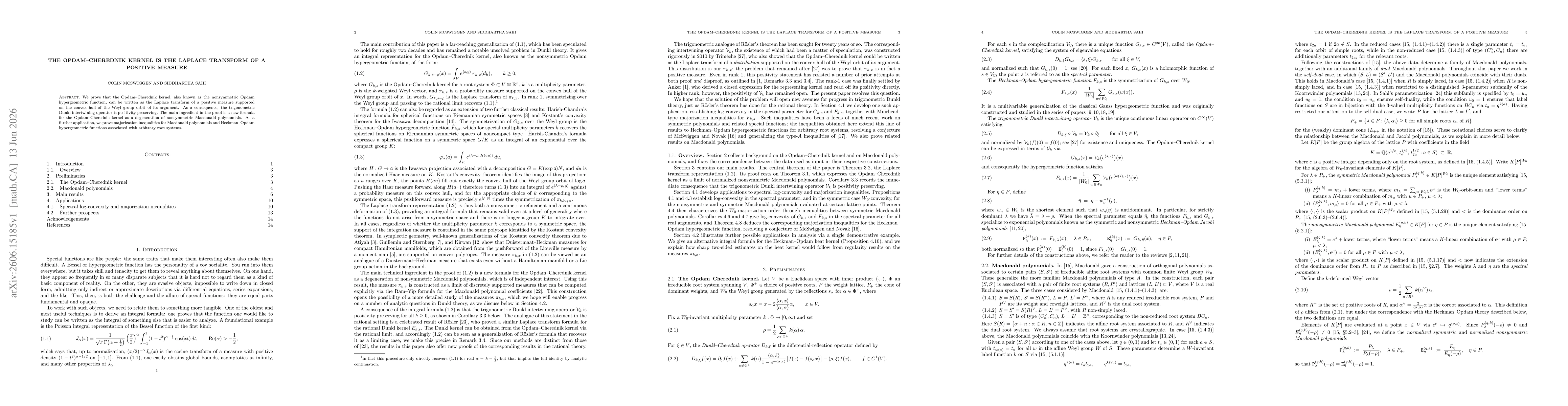 Thumbnail for The Opdam-Cherednik kernel is the Laplace transform of a positive measure