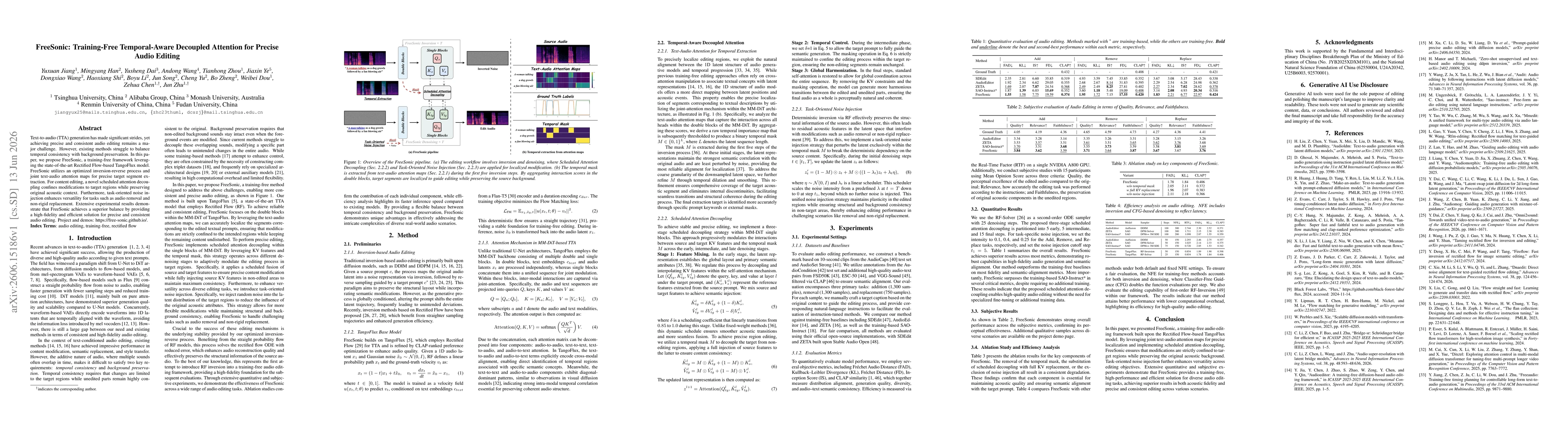 Thumbnail for FreeSonic: Training-Free Temporal-Aware Decoupled Attention for Precise Audio Editing