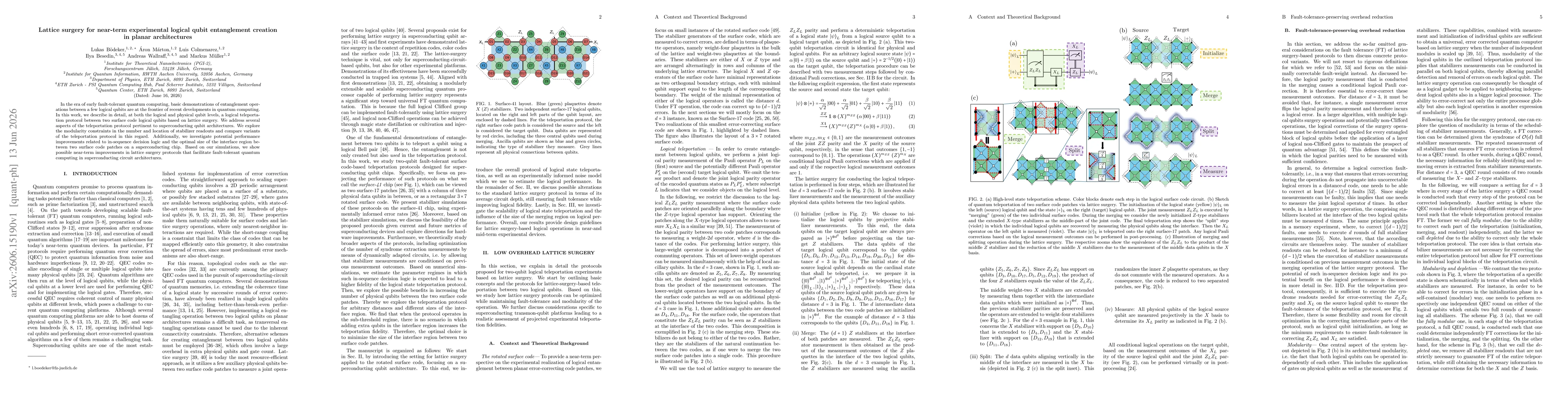 Thumbnail for Lattice surgery for near-term experimental logical qubit entanglement creation in planar architectures