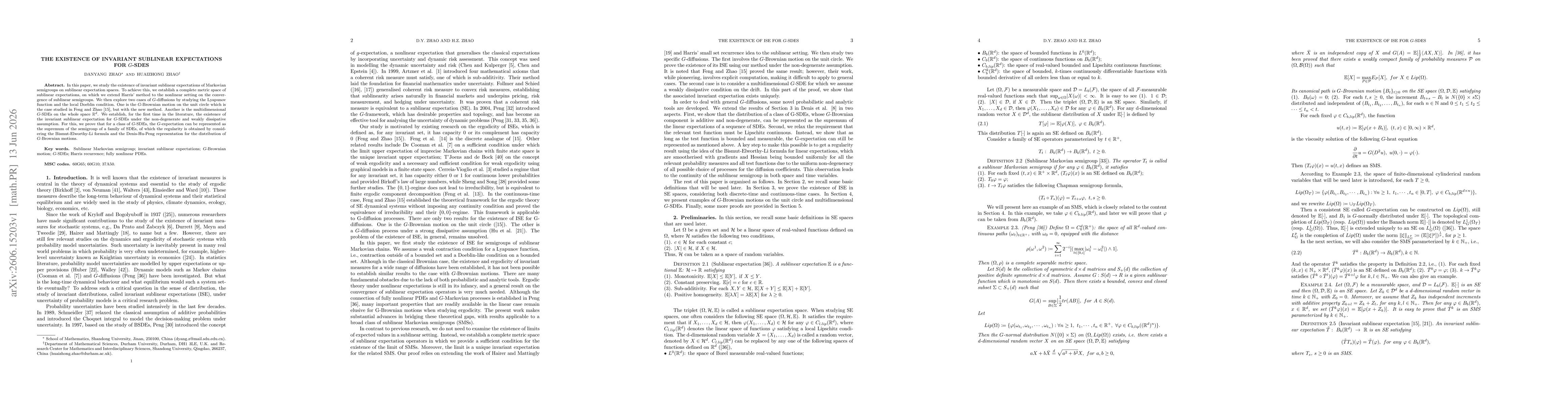 Thumbnail for The existence of invariant sublinear expectations for $G$-SDEs