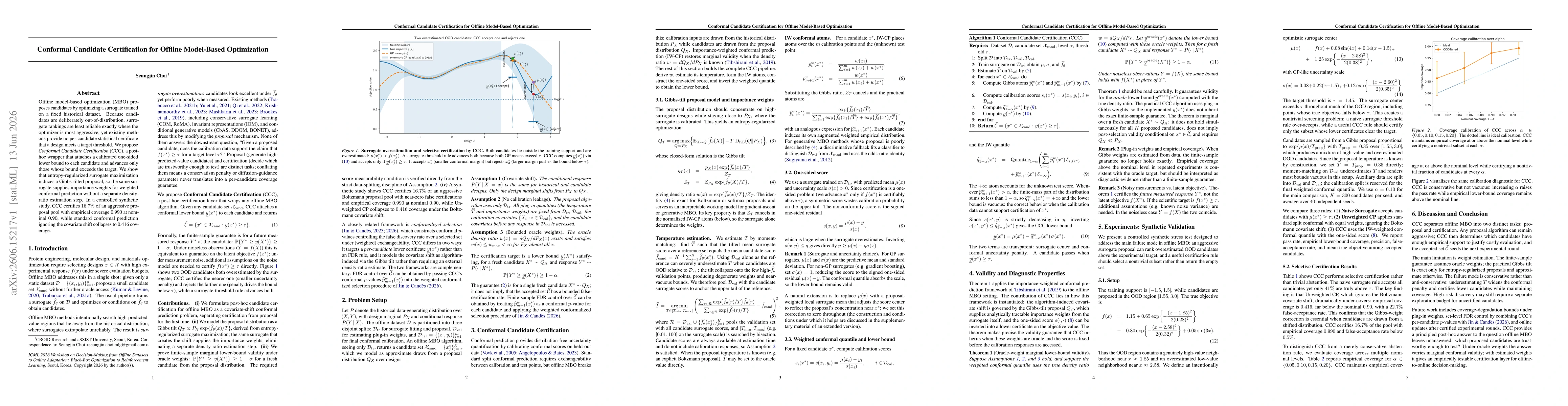 Thumbnail for Conformal Candidate Certification for Offline Model-Based Optimization