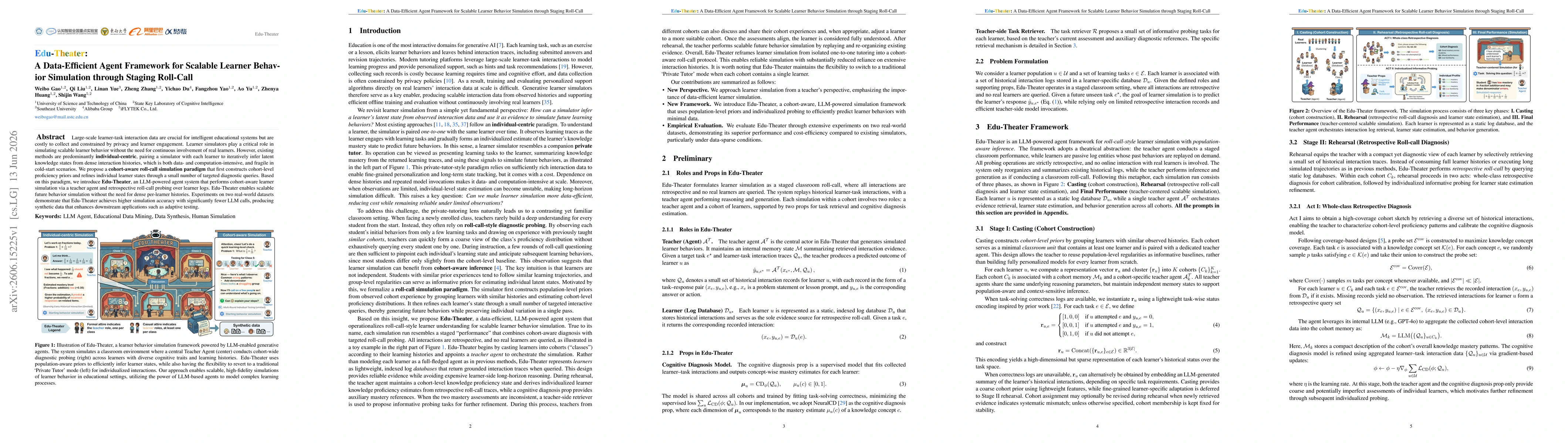 Thumbnail for Edu-Theater: A Data-Efficient Agent Framework for Scalable Learner Behavior Simulation through Staging Roll-Call