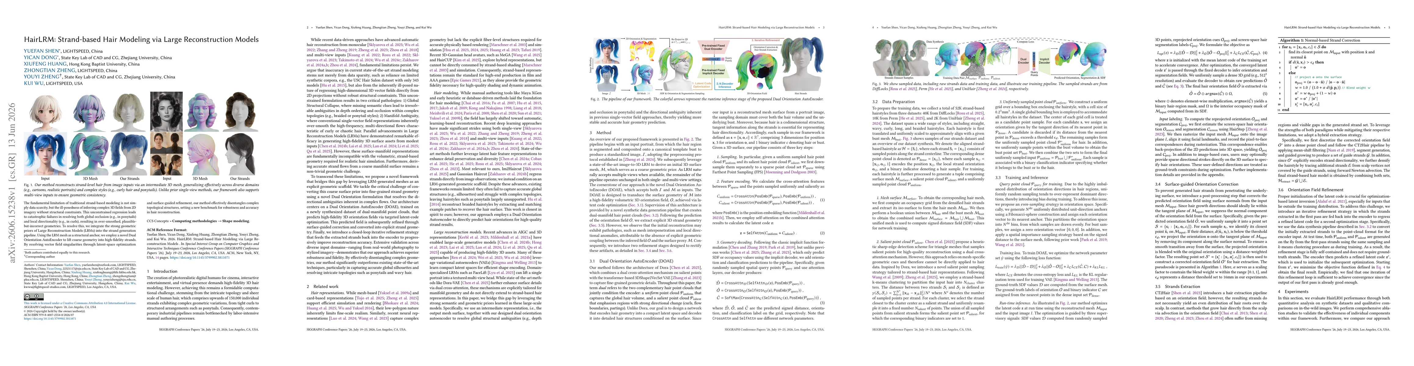Thumbnail for HairLRM: Strand-based Hair Modeling via Large Reconstruction Models