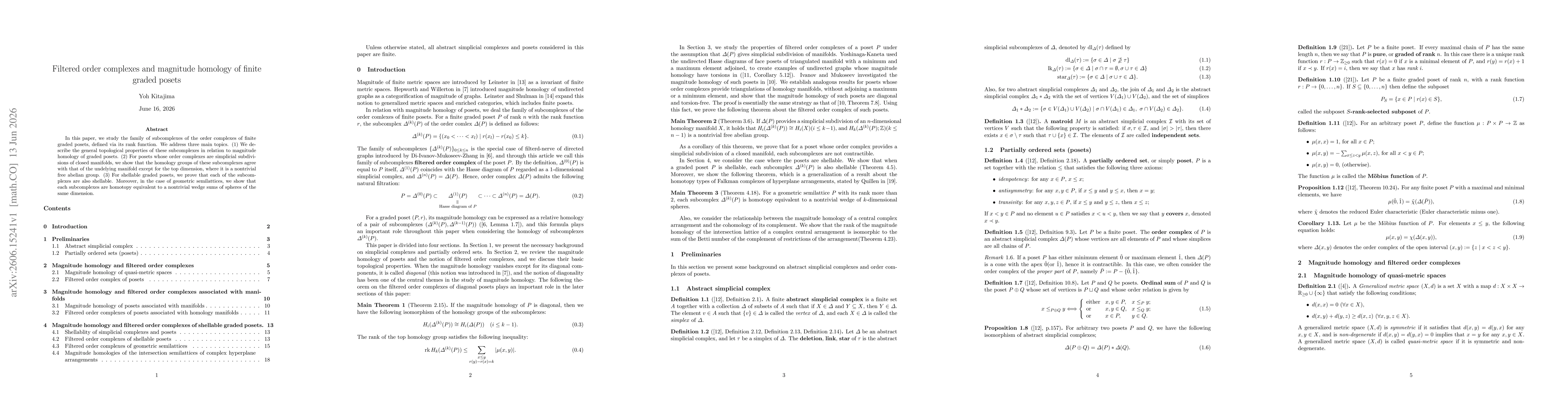 Thumbnail for Filtered order complexes and magnitude homology of finite graded posets