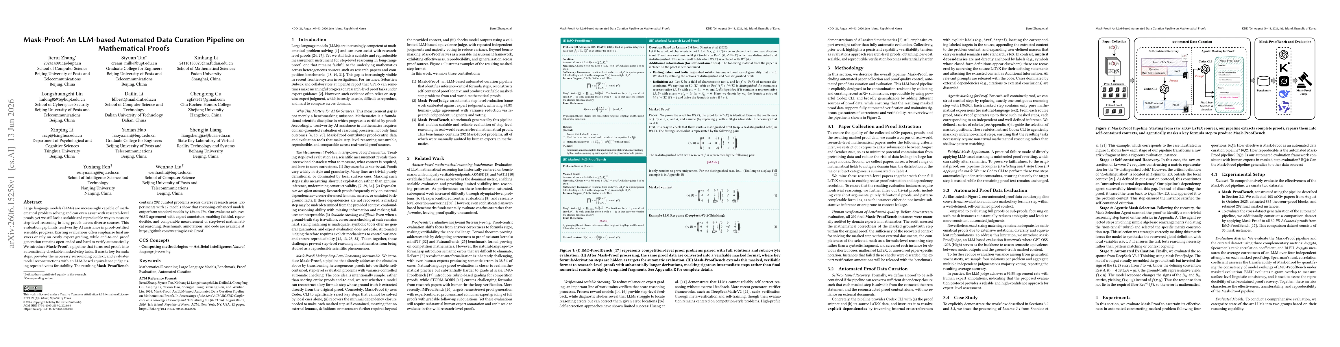 Thumbnail for Mask-Proof: An LLM-based Automated Data Curation Pipeline on Mathematical Proofs