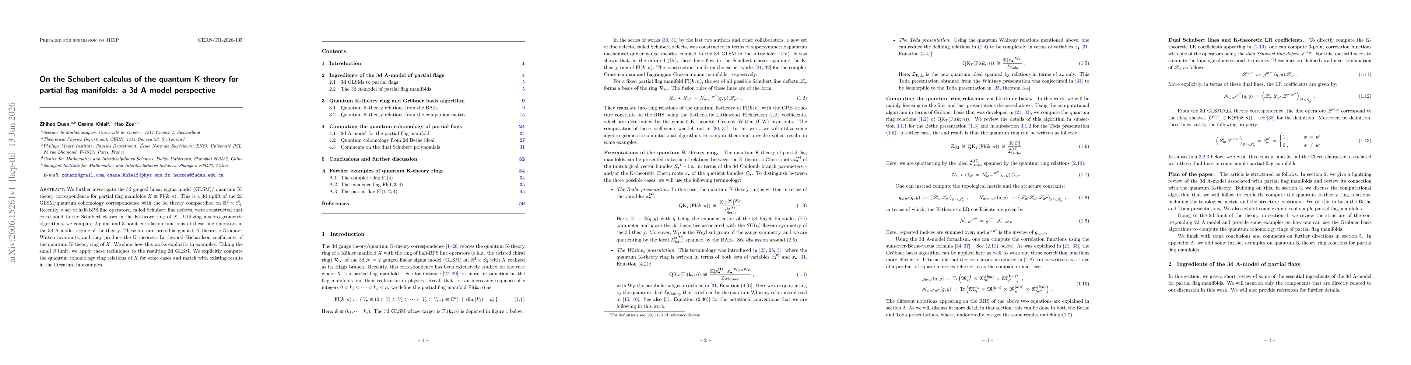 Thumbnail for On the Schubert calculus of the quantum K-theory for partial flag manifolds: a 3d A-model perspective