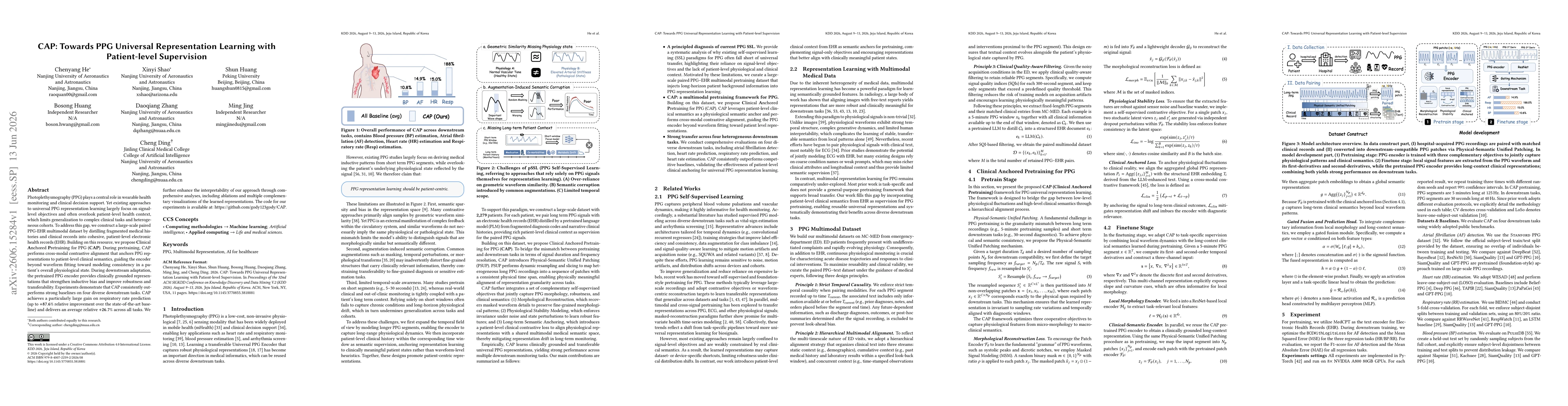 Thumbnail for CAP: Towards PPG Universal Representation Learning with Patient-level Supervision