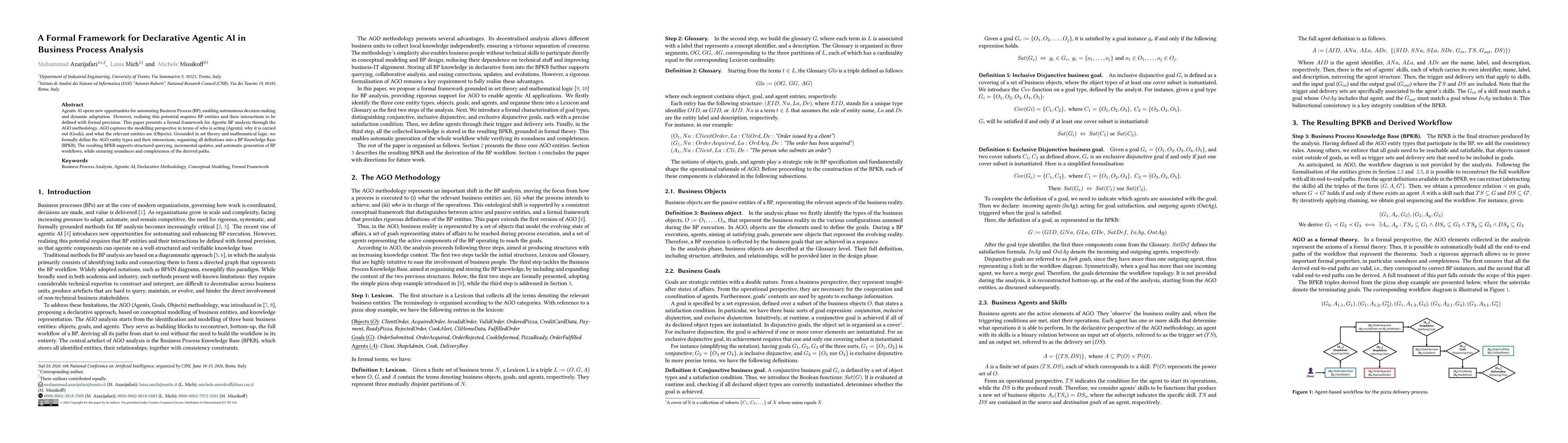 Thumbnail for A Formal Framework for Declarative Agentic AI in Business Process Analysis