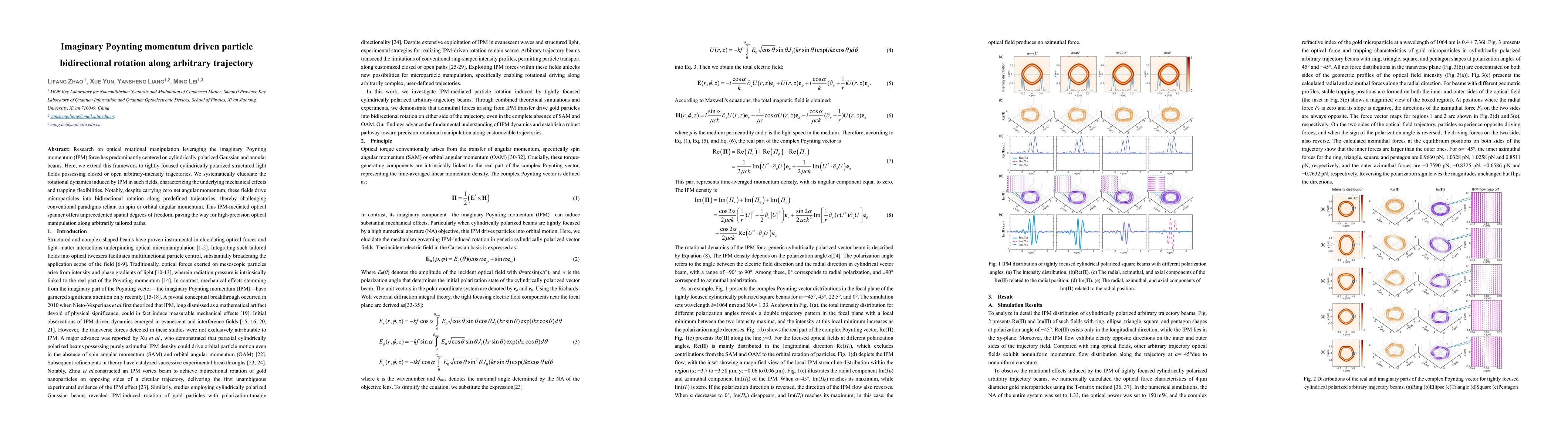 Thumbnail for Imaginary Poynting momentum driven particle bidirectional rotation along arbitrary trajectory