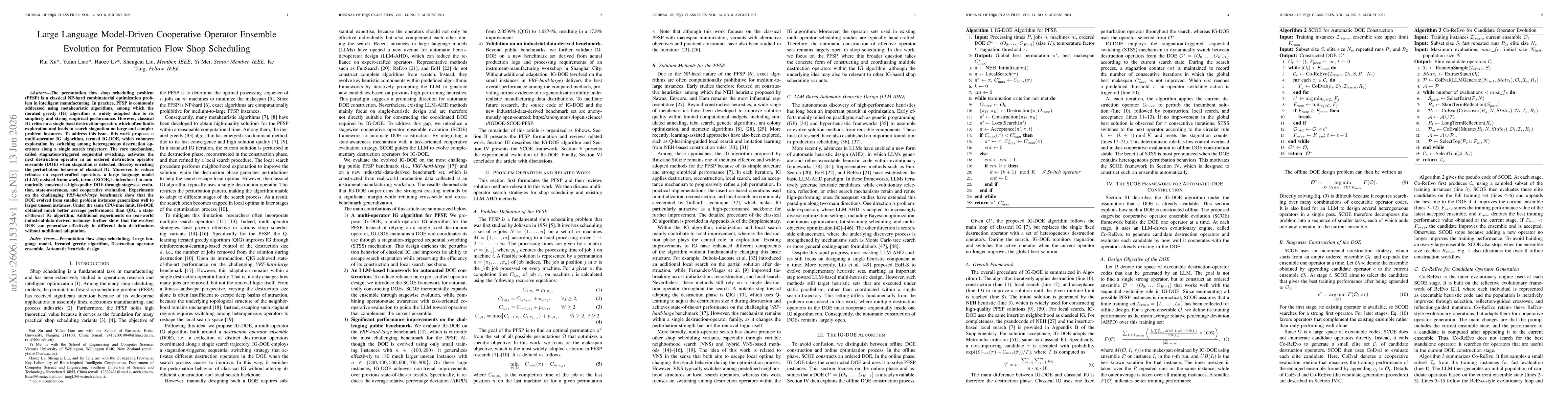 Thumbnail for Large Language Model-Driven Cooperative Operator Ensemble Evolution for Permutation Flow Shop Scheduling