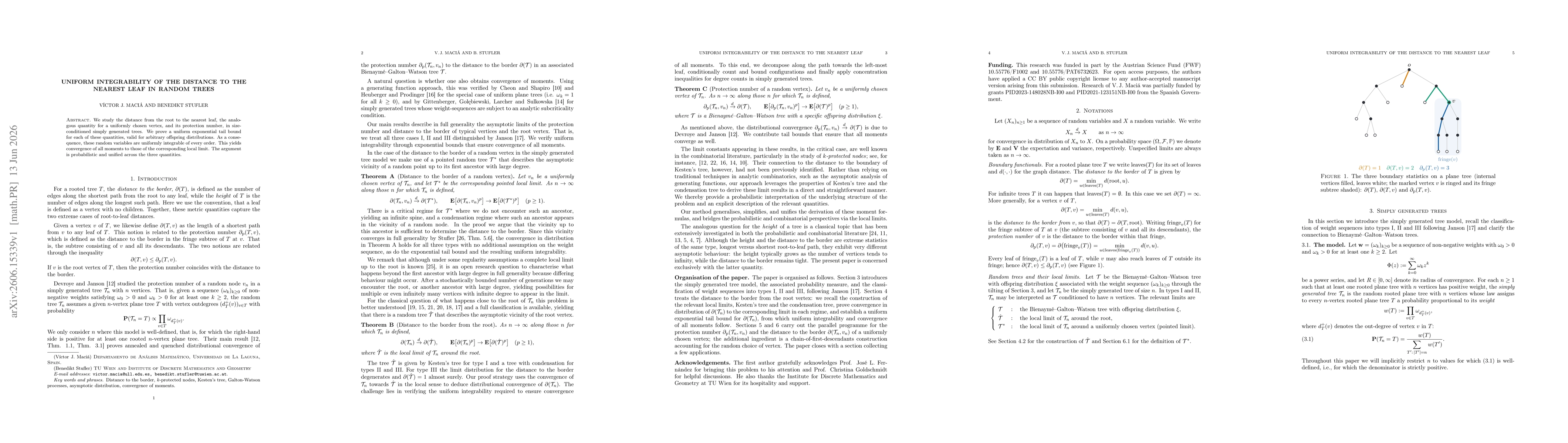 Thumbnail for Uniform integrability of the distance to the nearest leaf in random trees