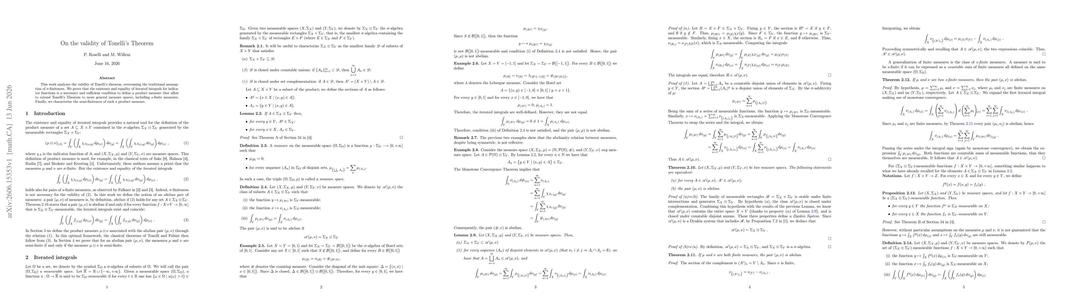Thumbnail for On the validity of Tonelli's Theorem