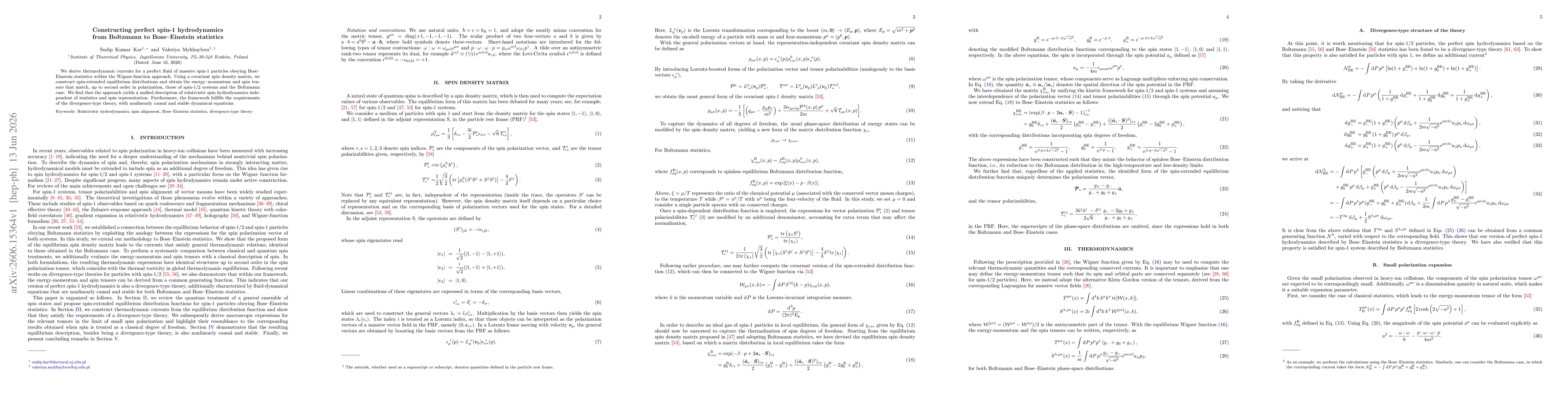 Thumbnail for Constructing perfect spin-1 hydrodynamics from Boltzmann to Bose-Einstein statistics