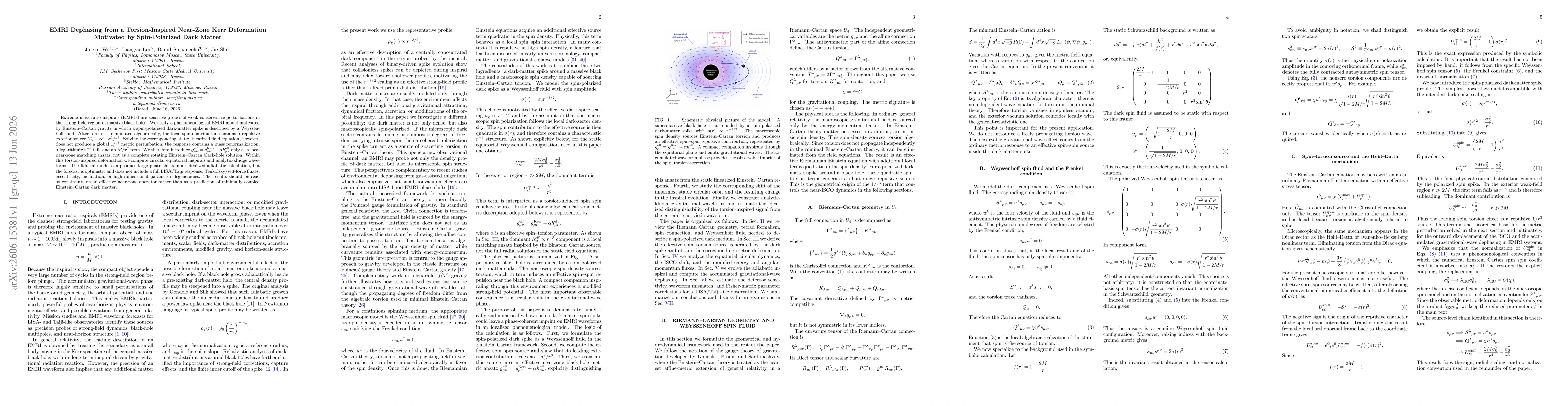 Thumbnail for EMRI Dephasing from a Torsion-Inspired Near-Zone Kerr Deformation: Motivated by Spin-Polarized Dark Matter