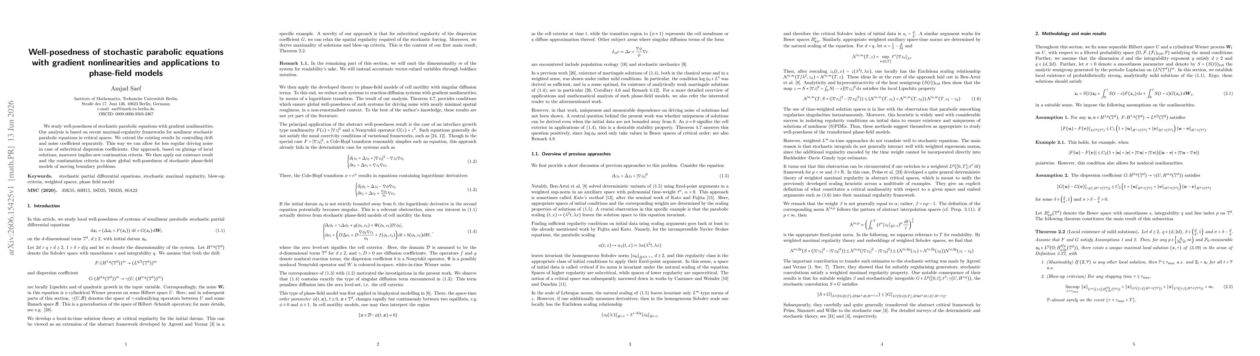 Thumbnail for Well-posedness of stochastic parabolic equations with gradient nonlinearities and applications to phase-field models