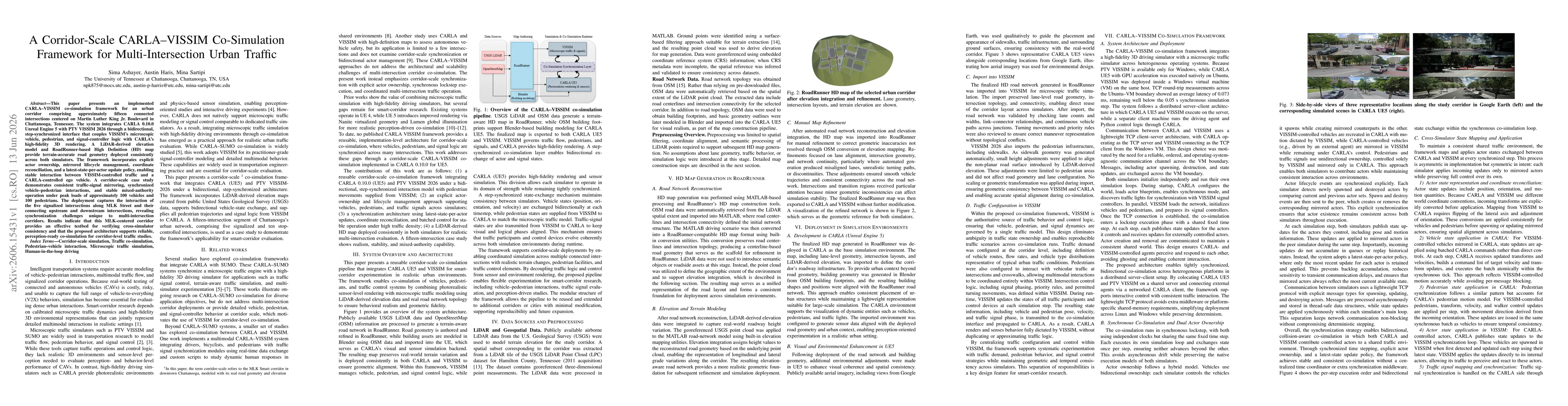 Thumbnail for A Corridor-Scale CARLA-VISSIM Co-Simulation Framework for Multi-Intersection Urban Traffic
