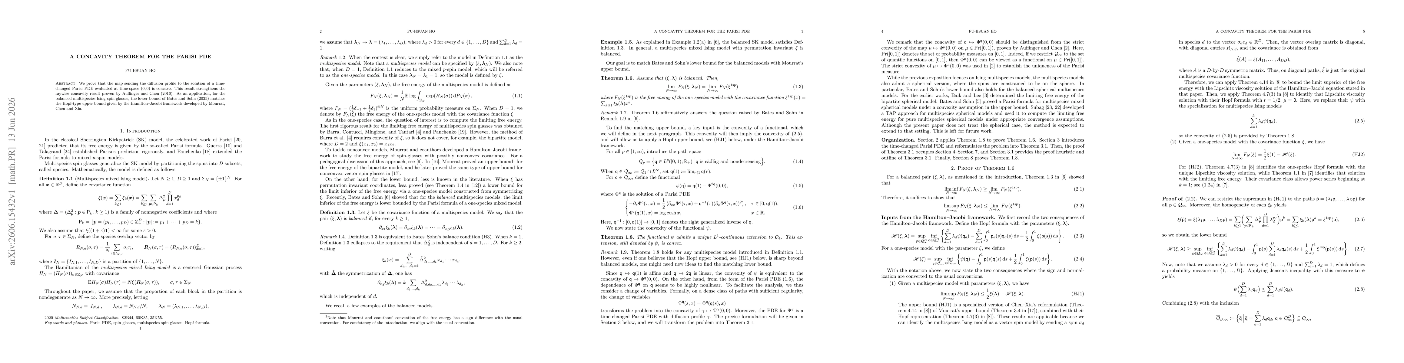 Thumbnail for A Concavity Theorem for the Parisi PDE