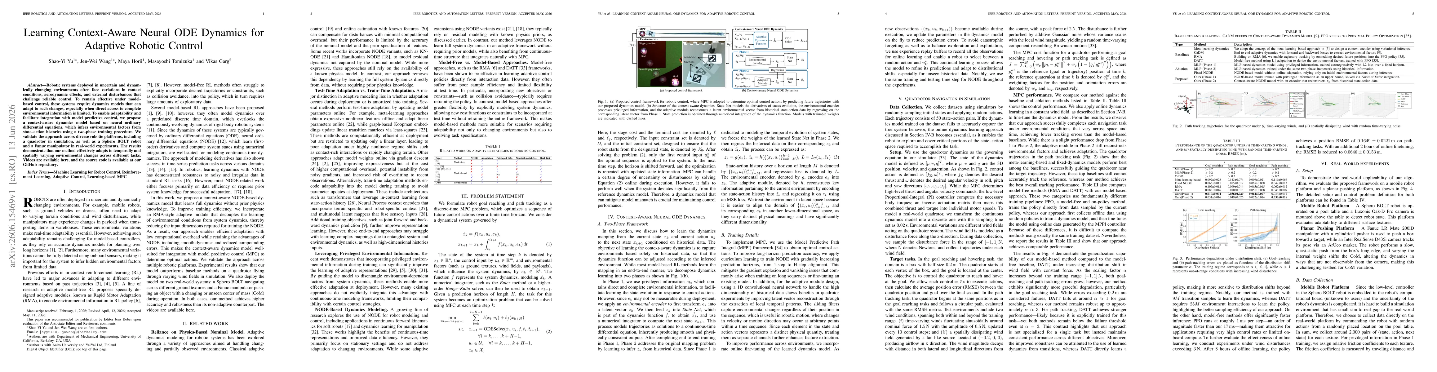 Thumbnail for Learning Context-Aware Neural ODE Dynamics for Adaptive Robotic Control