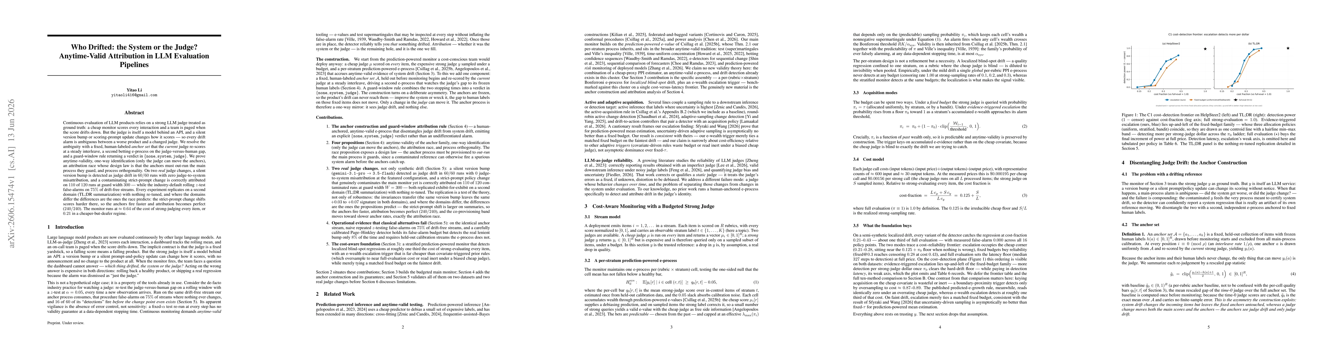 Thumbnail for Who Drifted: the System or the Judge? Anytime-Valid Attribution in LLM Evaluation Pipelines