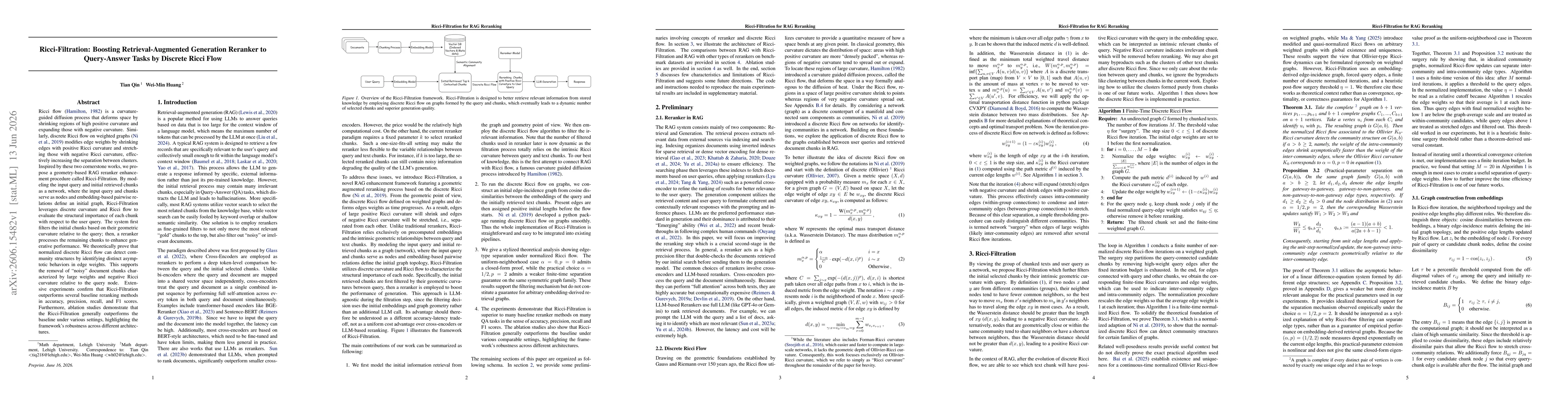 Thumbnail for Ricci-Filtration: Boosting Retrieval-Augmented Generation Reranker to Query-Answer Tasks by Discrete Ricci Flow