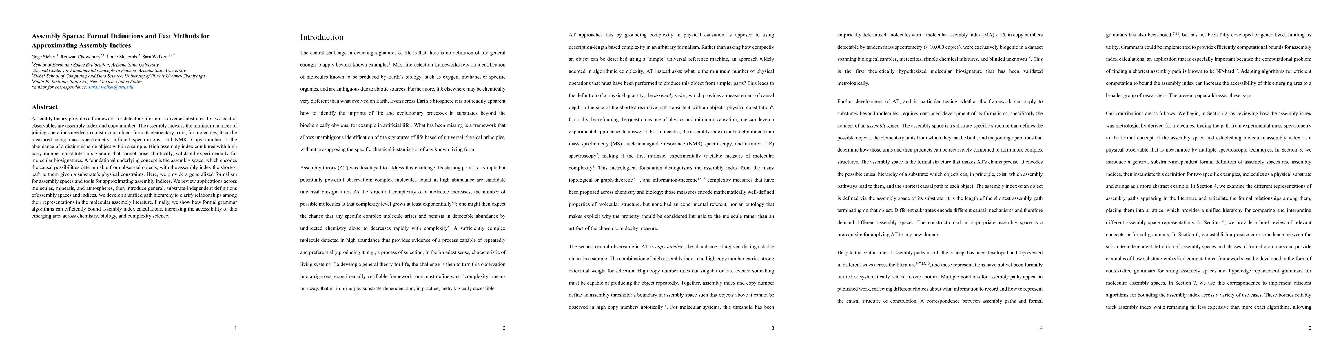 Thumbnail for Assembly Spaces: Formal Definitions and Fast Methods for Approximating Assembly Indices