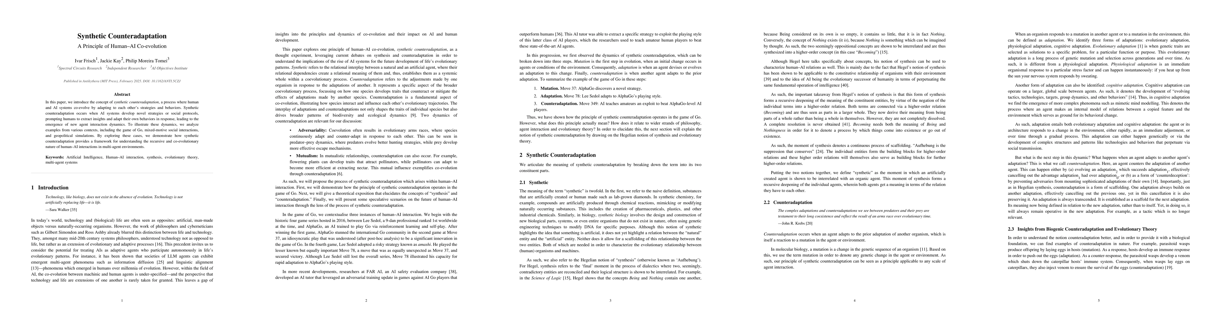 Thumbnail for Synthetic Counteradaptation: A Principle of Human-AI Co-evolution