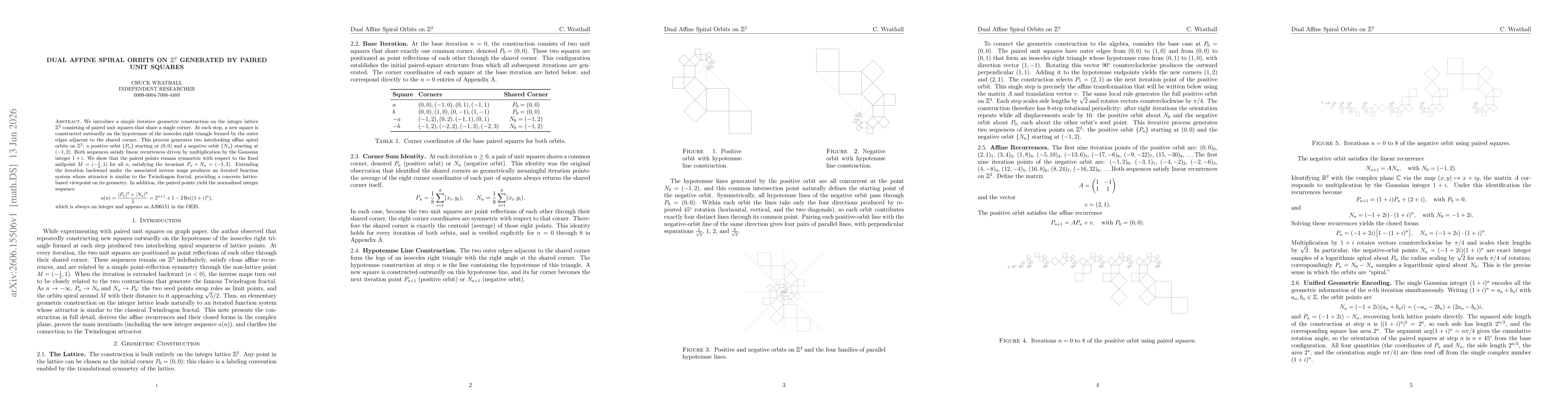 Thumbnail for Dual Affine Spiral Orbits on Z^2 Generated by Paired Unit Squares
