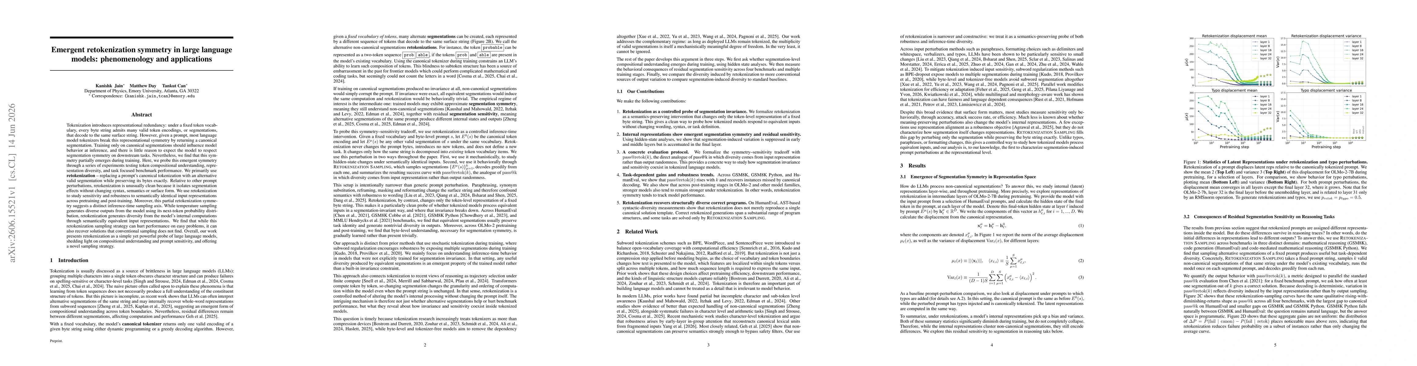 Thumbnail for Emergent retokenization symmetry in large language models: phenomenology and applications