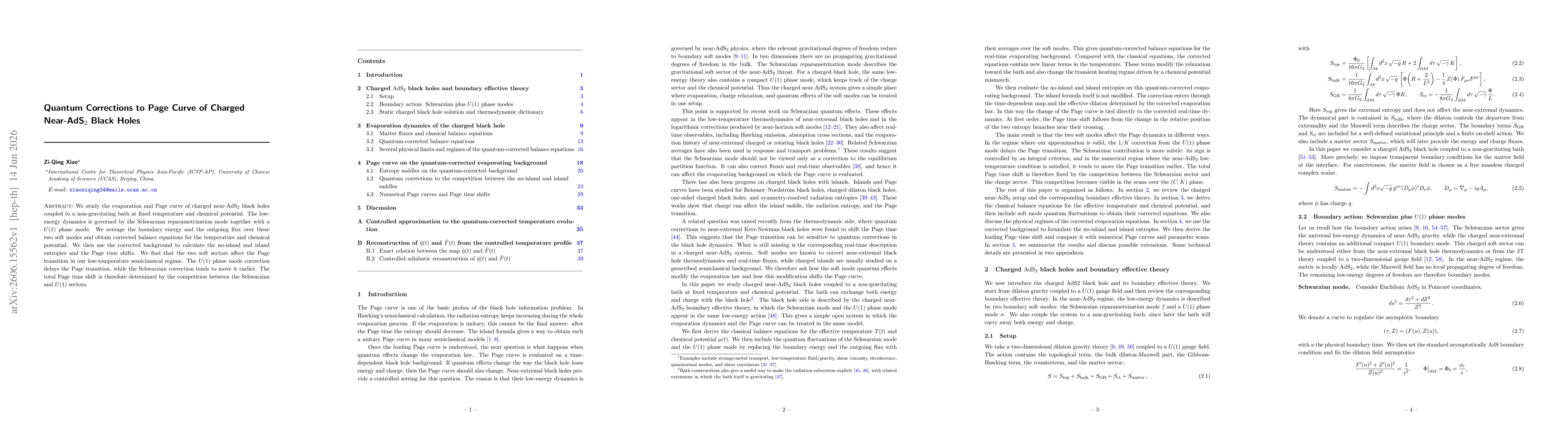 Thumbnail for Quantum Corrections to Page Curve of Charged Near-AdS$_2$ Black Holes