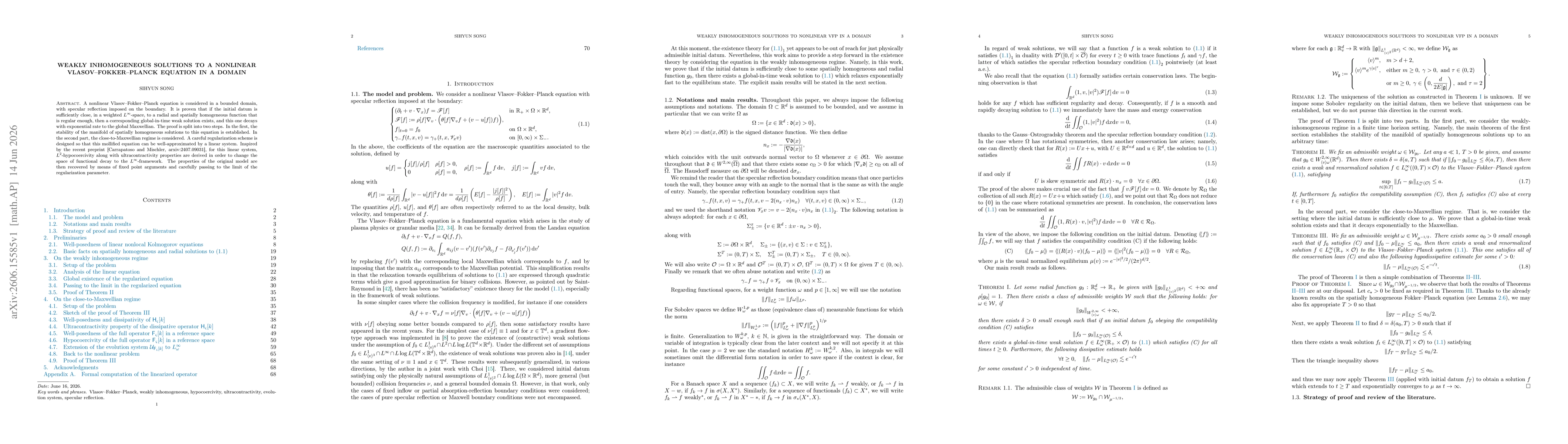 Thumbnail for Weakly inhomogeneous solutions to a nonlinear Vlasov--Fokker--Planck equation in a domain