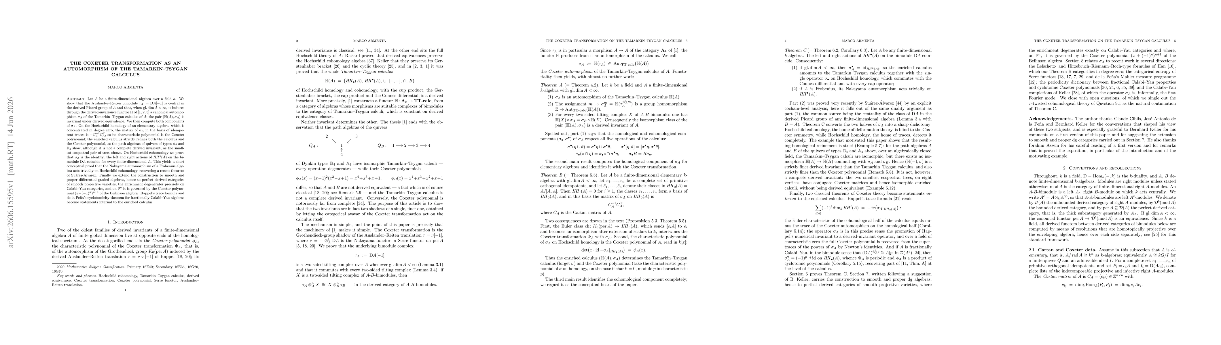 Thumbnail for The Coxeter transformation as an automorphism of the Tamarkin--Tsygan calculus