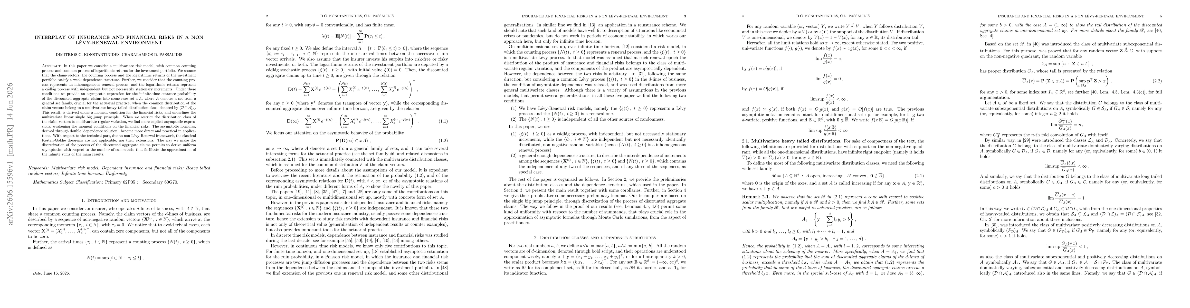 Thumbnail for Interplay of insurance and financial risks in a non Levy-Renewal environment