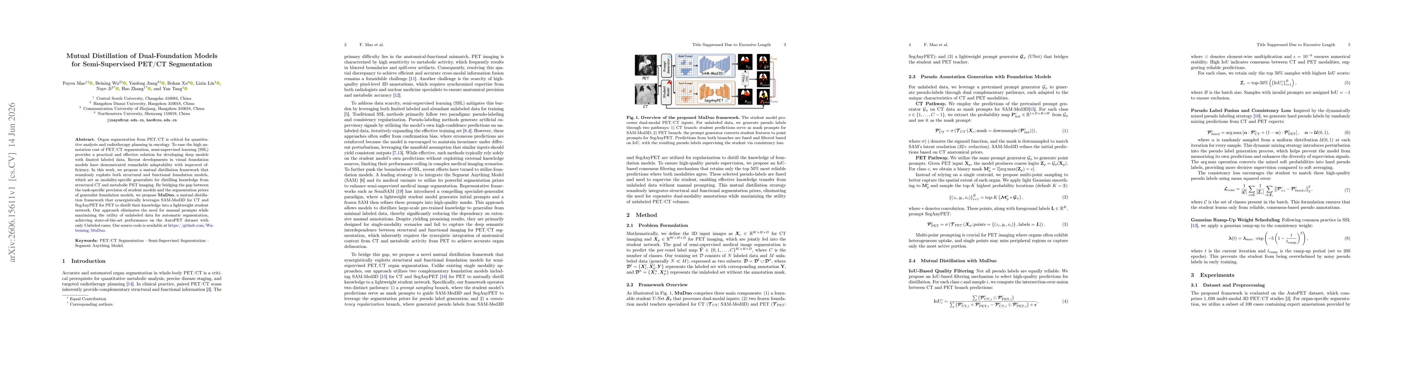 Thumbnail for Mutual Distillation of Dual-Foundation Models for Semi-Supervised PET/CT Segmentation