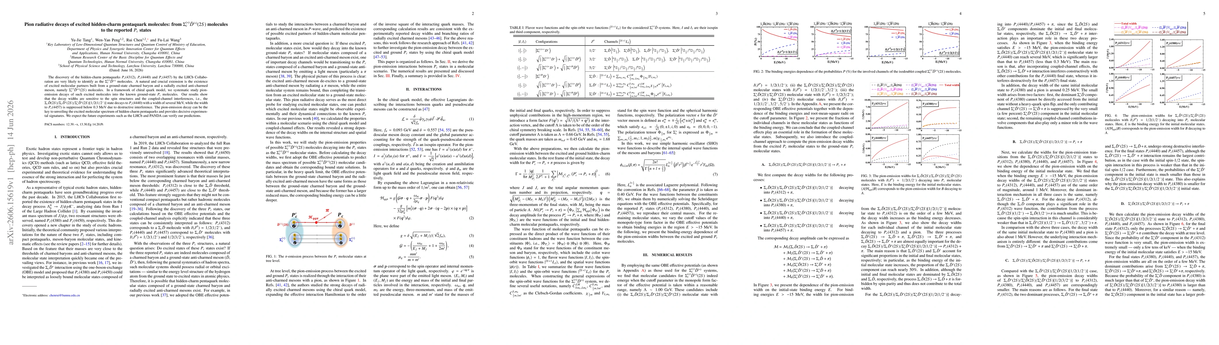 Thumbnail for Pion radiative decays of excited hidden-charm pentaquark molecules: from $Σ_c^{(*)}\bar{D}^{(*)}(2S)$ molecules to the reported $P_c$ states