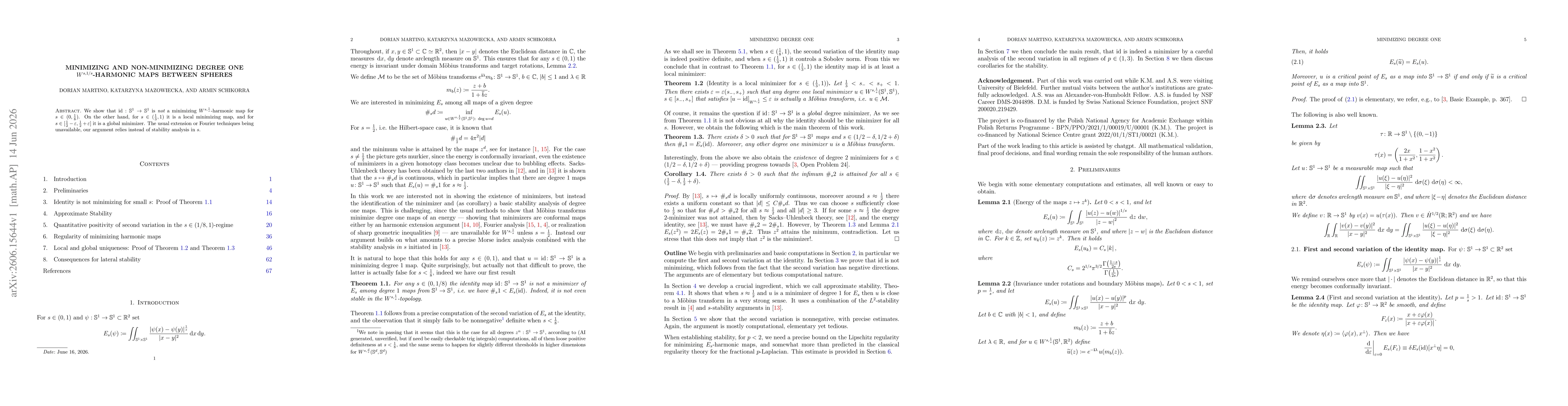 Thumbnail for Minimizing and non-minimizing degree one $W^{s,1/s}$-harmonic maps between spheres