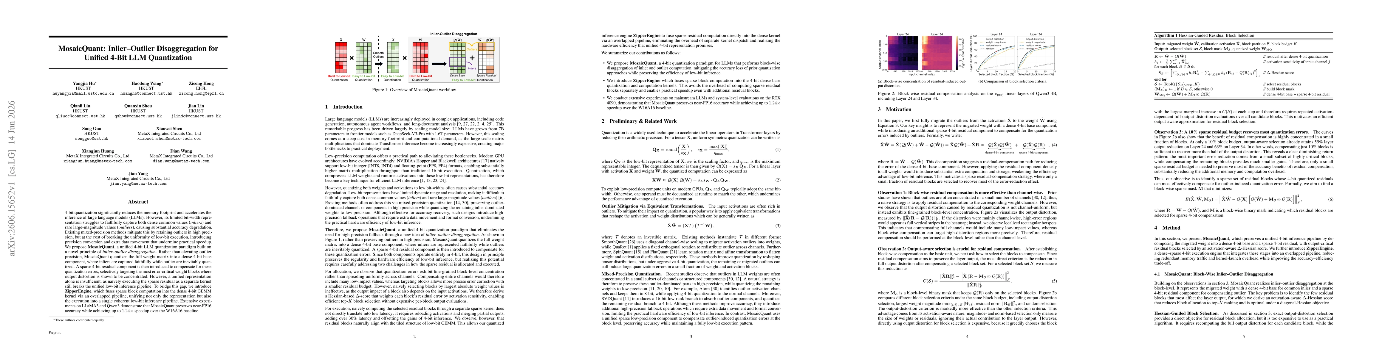 Thumbnail for MosaicQuant: Inlier-Outlier Disaggregation for Unified 4-Bit LLM Quantization