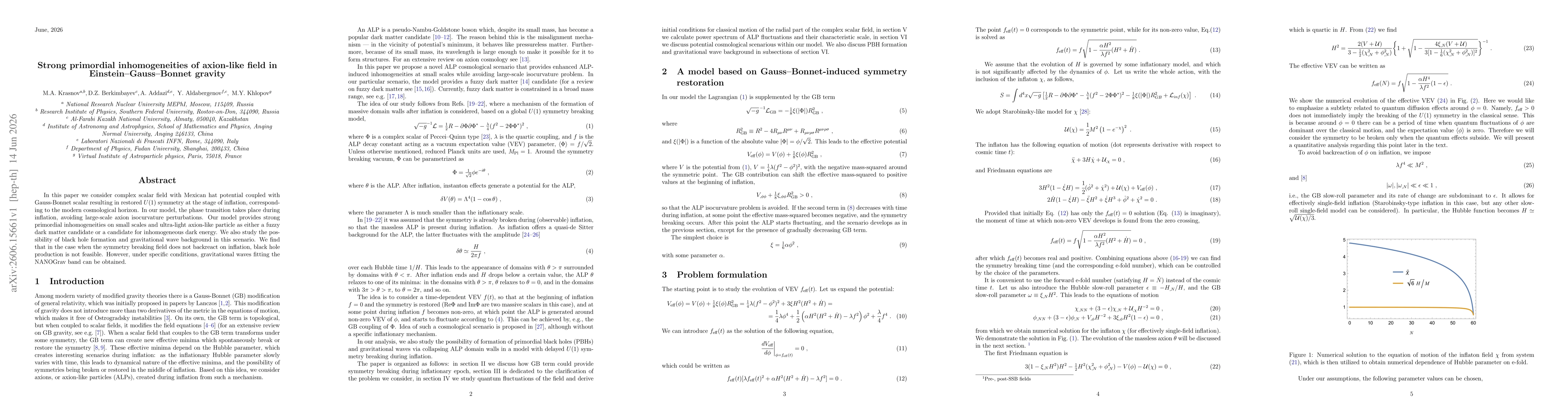 Thumbnail for Strong primordial inhomogeneities of axion-like field in Einstein-Gauss-Bonnet gravity