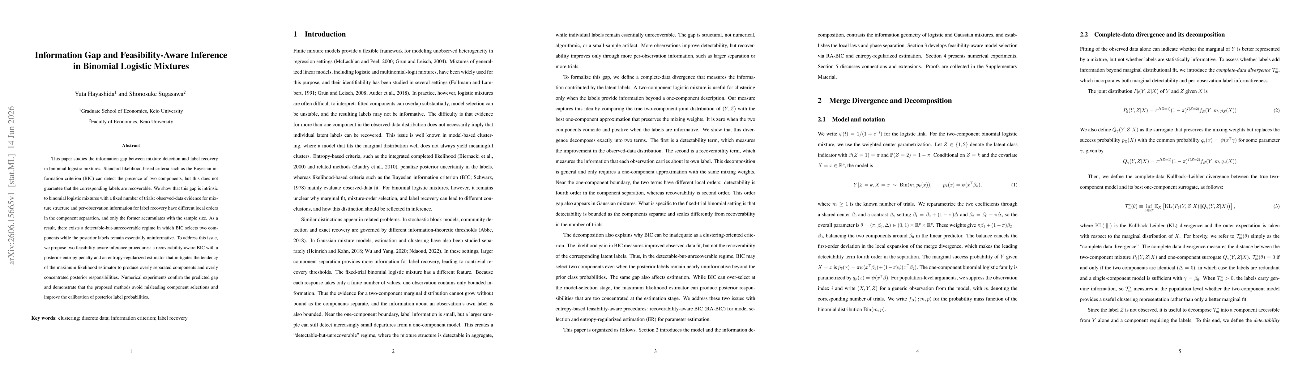 Thumbnail for Information Gap and Feasibility-Aware Inference in Binomial Logistic Mixtures