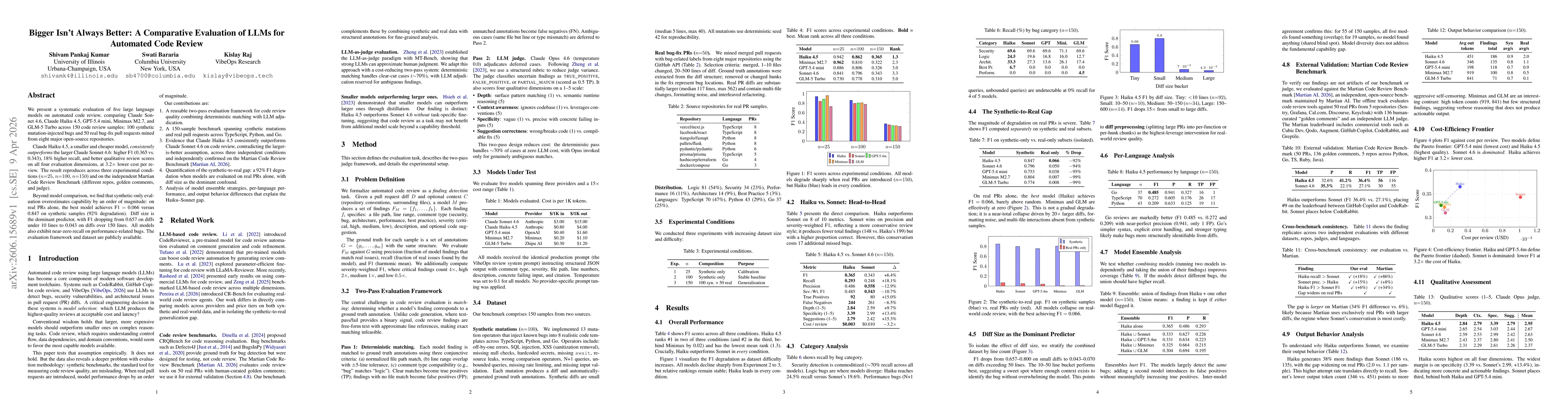 Thumbnail for Bigger Isn't Always Better: A Comparative Evaluation of LLMs for Automated Code Review