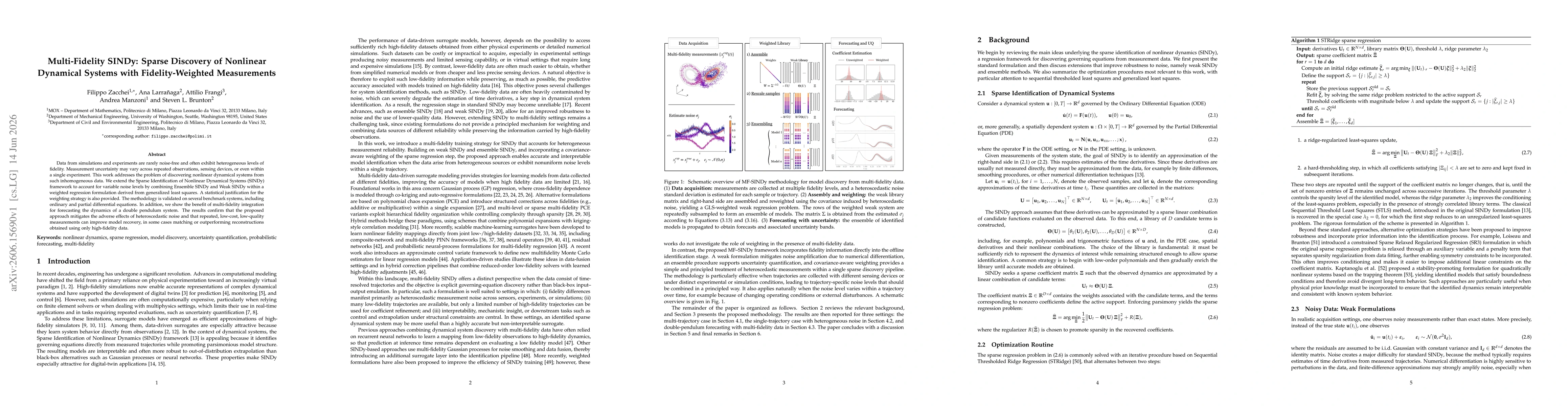 Thumbnail for Multi-Fidelity SINDy: Sparse Discovery of Nonlinear Dynamical Systems with Fidelity-Weighted Measurements