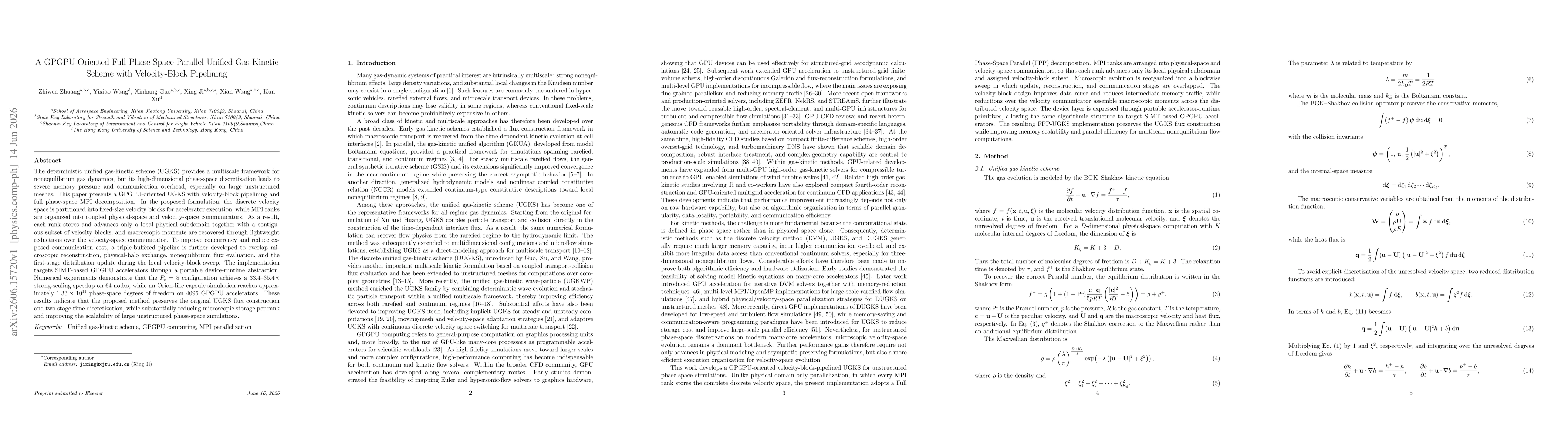 Thumbnail for A GPGPU-Oriented Full Phase-Space Parallel Unified Gas-Kinetic Scheme with Velocity-Block Pipelining