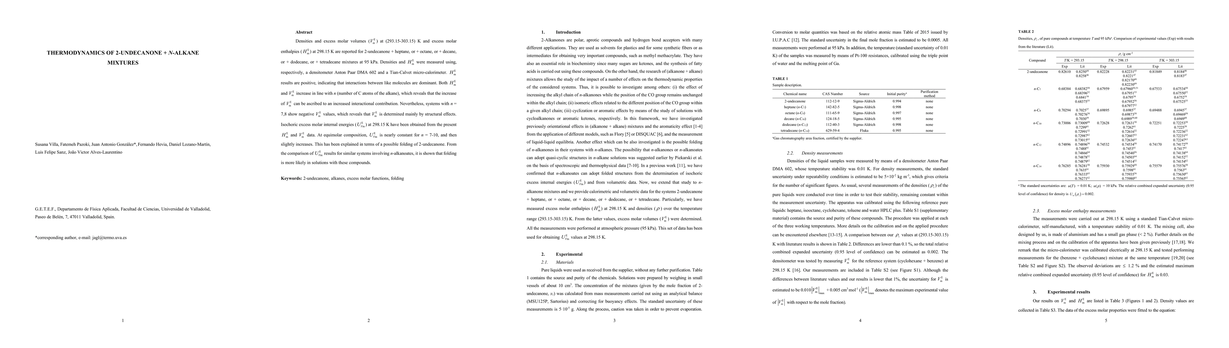 Thumbnail for Thermodynamics of 2-undecanone + n-alkane mixtures