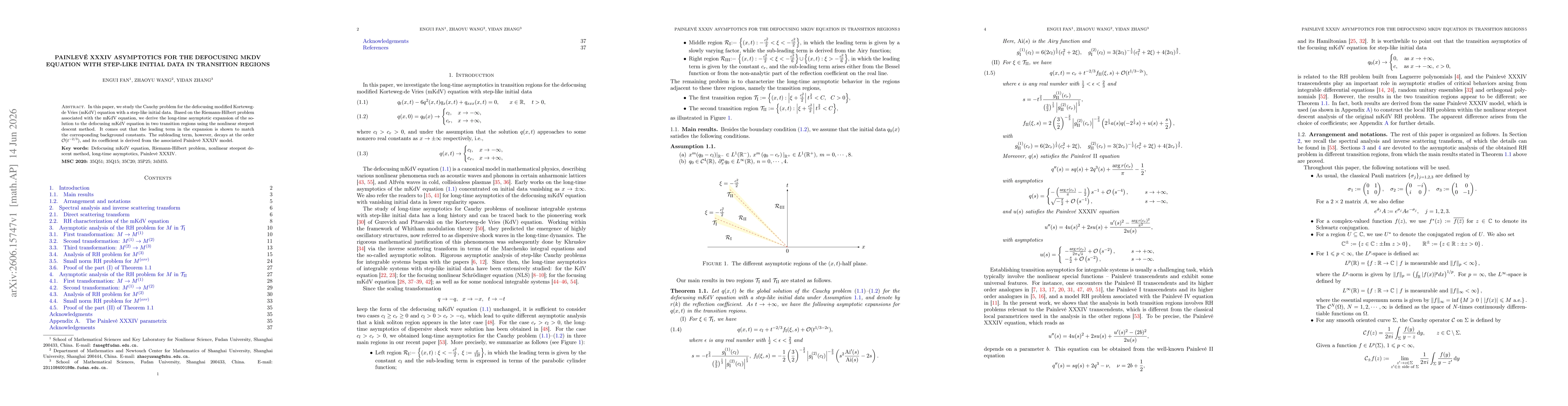 Thumbnail for Painleve XXXIV asymptotics for the defocusing mKdV equation with step-like initial data in transition regions