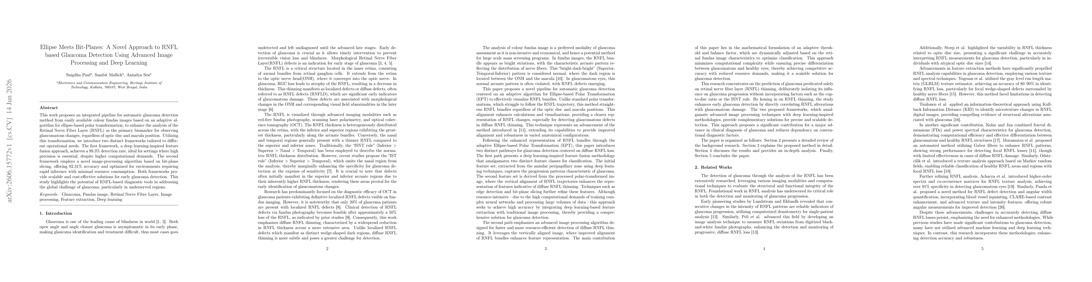 Thumbnail for Ellipse Meets Bit-Planes: A Novel Approach to RNFL based Glaucoma Detection Using Advanced Image Processing and Deep Learning