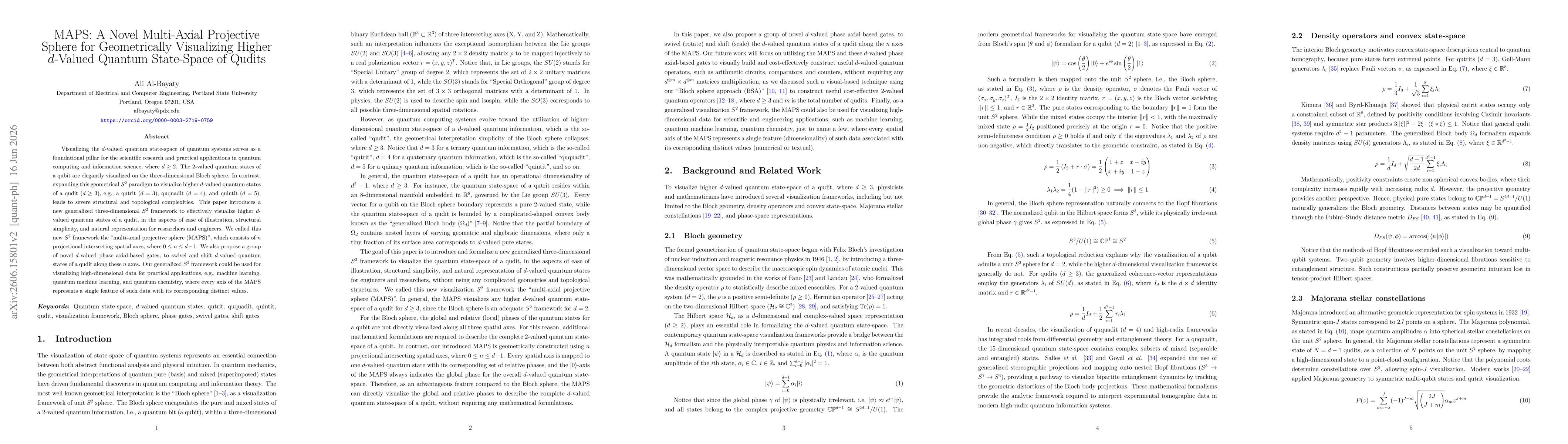 Thumbnail for MAPS: A Novel Multi-Axial Projective Sphere for Geometrically Visualizing Higher d-Valued Quantum State-Space of Qudits