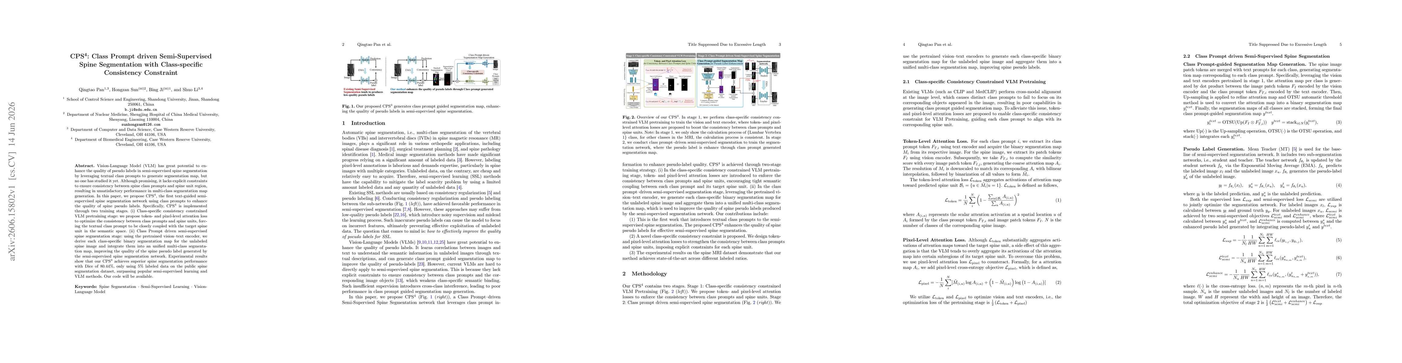 Thumbnail for CPS4: Class Prompt driven Semi-Supervised Spine Segmentation with Class-specific Consistency Constraint