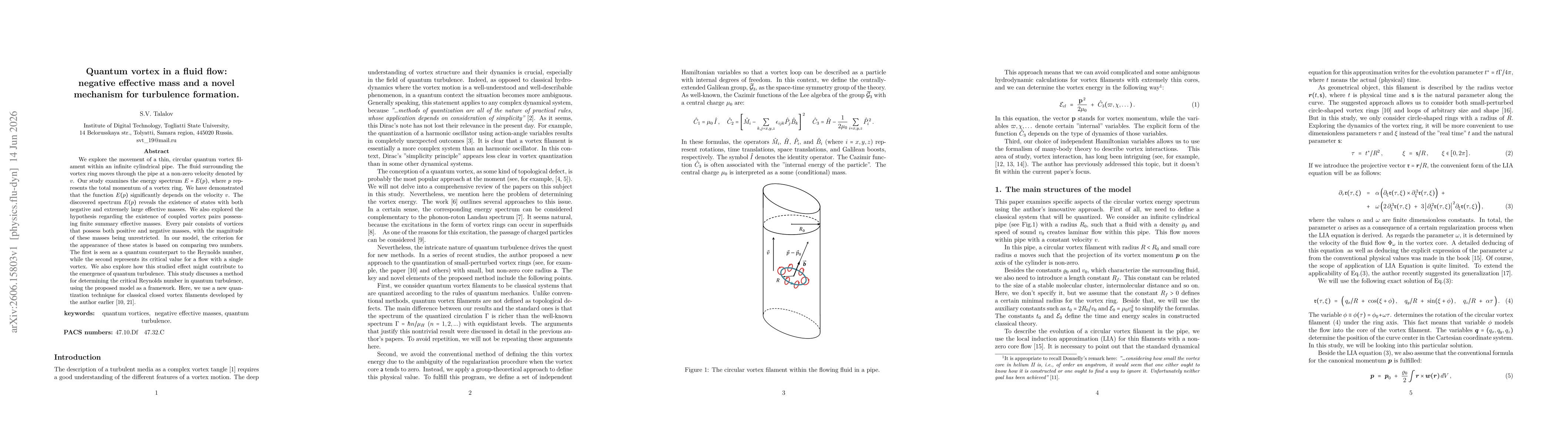Thumbnail for Quantum vortex in a fluid flow: negative effective mass and a novel mechanism for turbulence formation