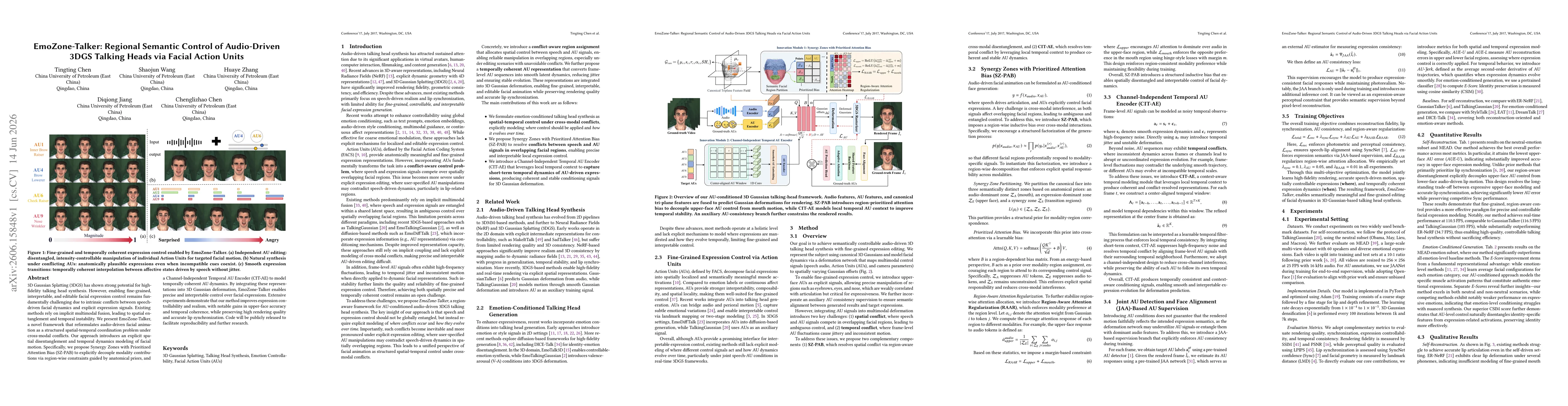 Thumbnail for EmoZone-Talker: Regional Semantic Control of Audio-Driven 3DGS Talking Heads via Facial Action Units