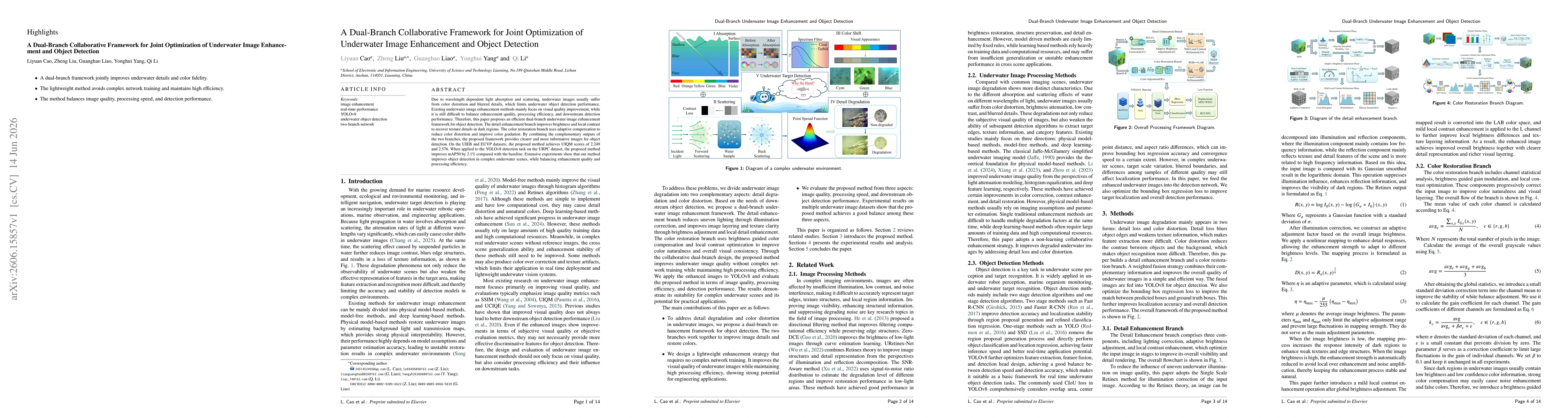 Thumbnail for A Dual-Branch Collaborative Framework for Joint Optimization of Underwater Image Enhancement and Object Detection